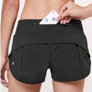 Black Lululemon Speed Up Low Rise Shorts